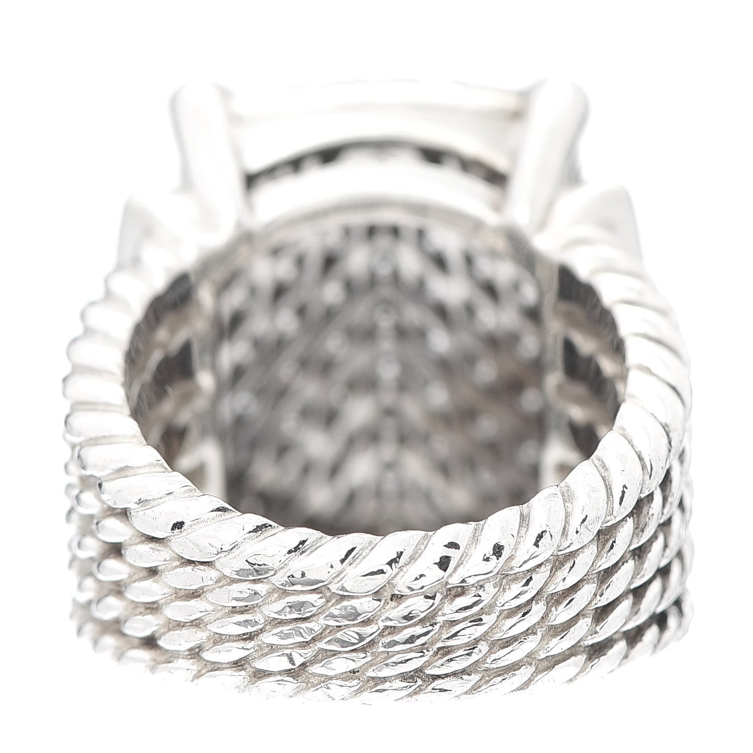 David Yurman Sterling Silver Diamond 20mm Wheaton Ring 55 7.25 4 of 5