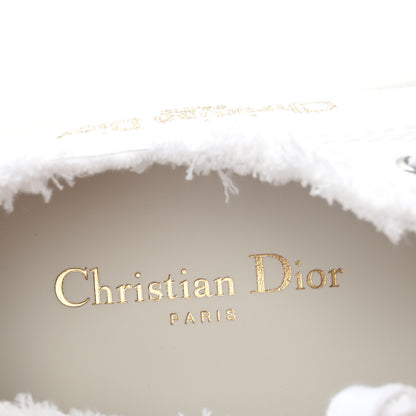 Christian Dior Frayed Canvas Embroidered Logo Walk'N'Dior Low Top Sneakers 36.5 White 8 of 10