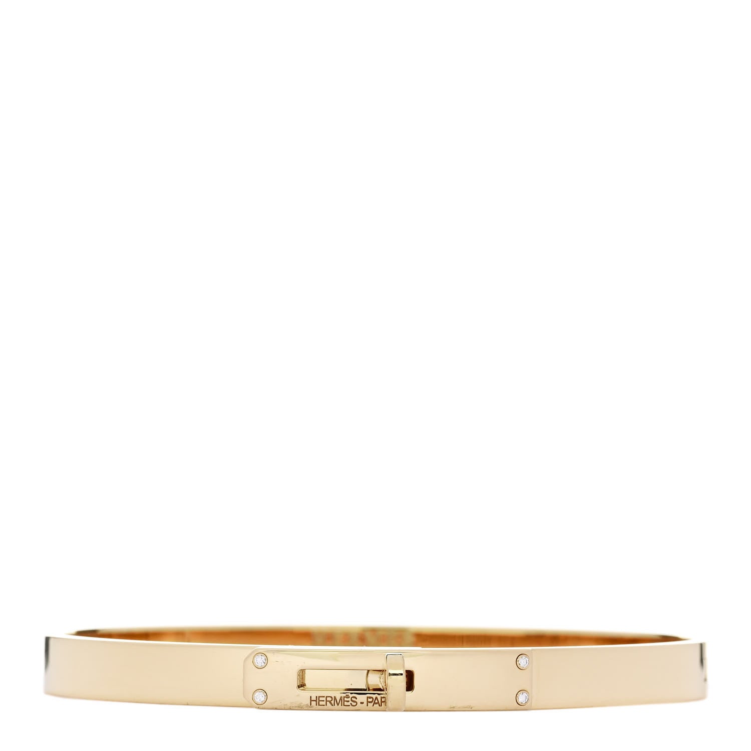 Hermes 18K Yellow Gold Diamond PM Kelly Bracelet LG 1 of 5