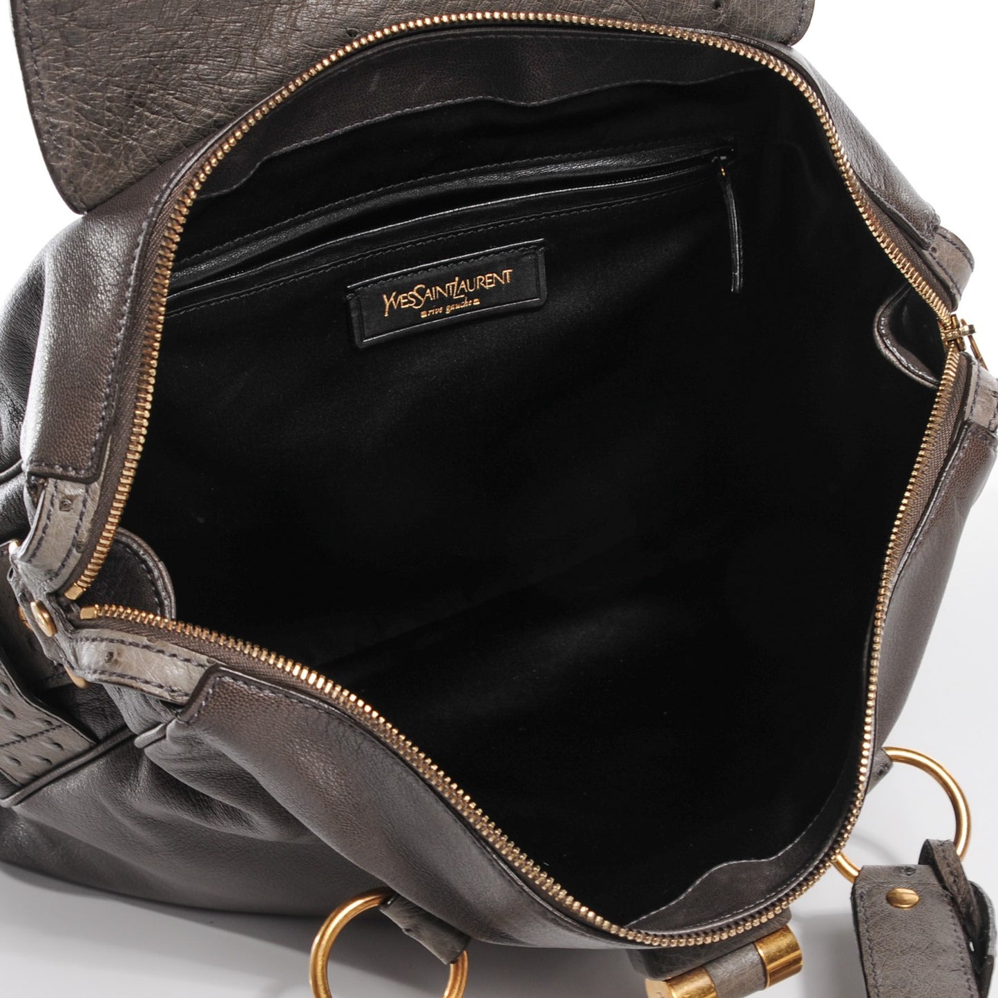 Ostrich Goatskin Large Rive Gauche Grey