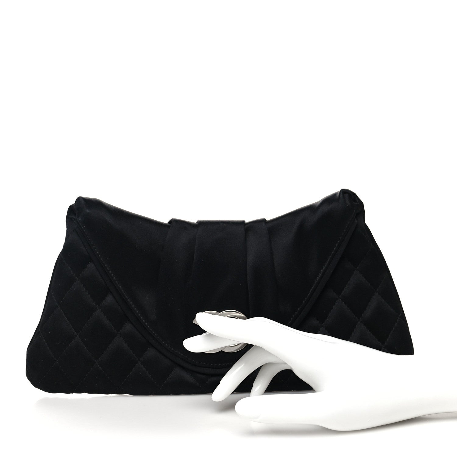 Chanel Satin Quilted Flap Clutch Black 2 of 10