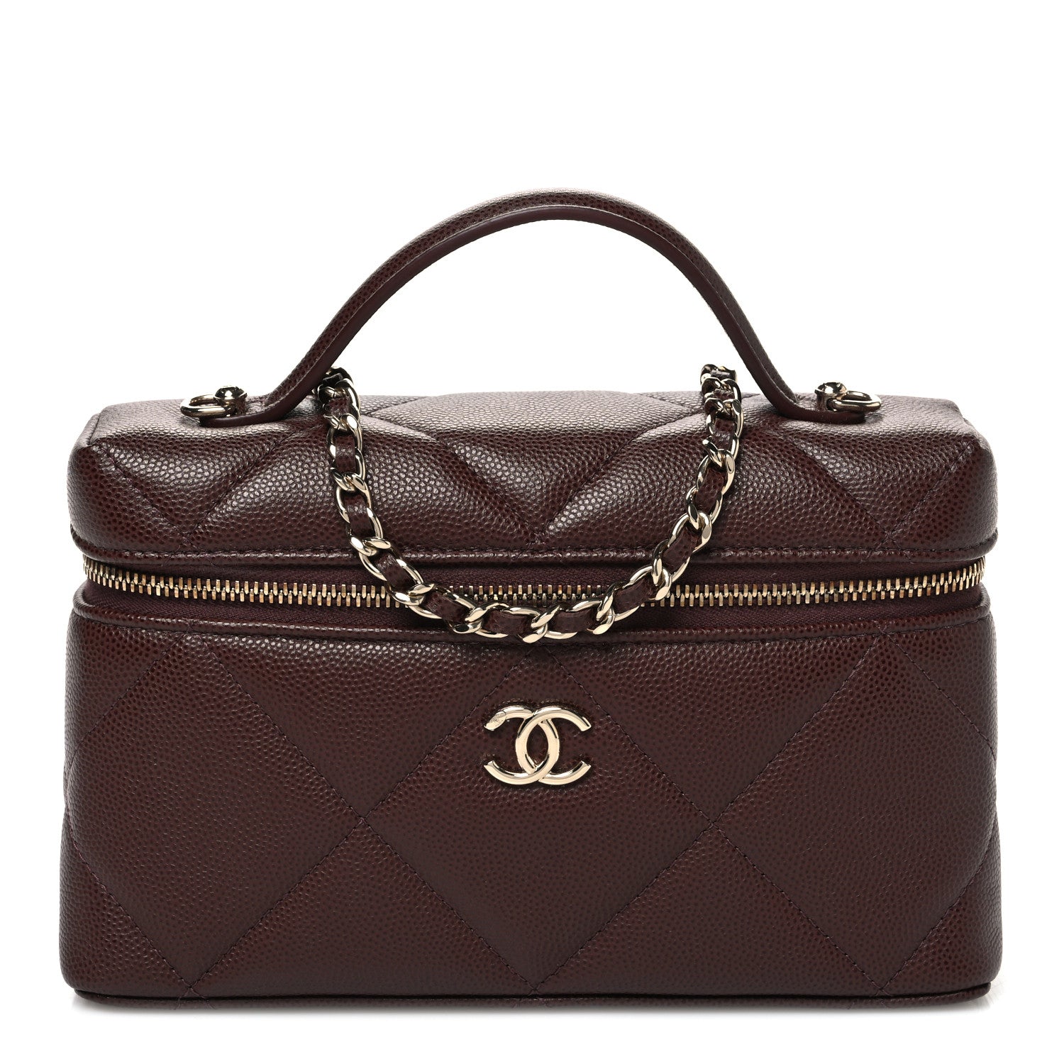 Chanel Caviar Quilted Top Handle Slim Vanity With Chain Dark Brown 1 of 10