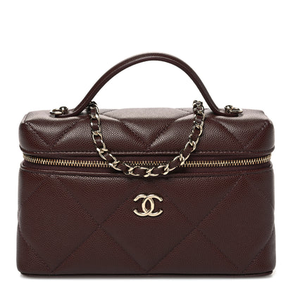 Chanel Caviar Quilted Top Handle Slim Vanity With Chain Dark Brown 1 of 10