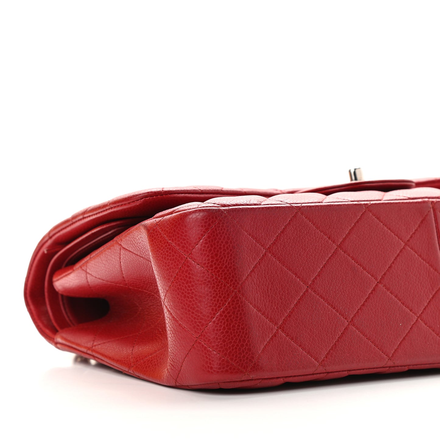 Caviar Quilted Jumbo Double Flap Dark Red