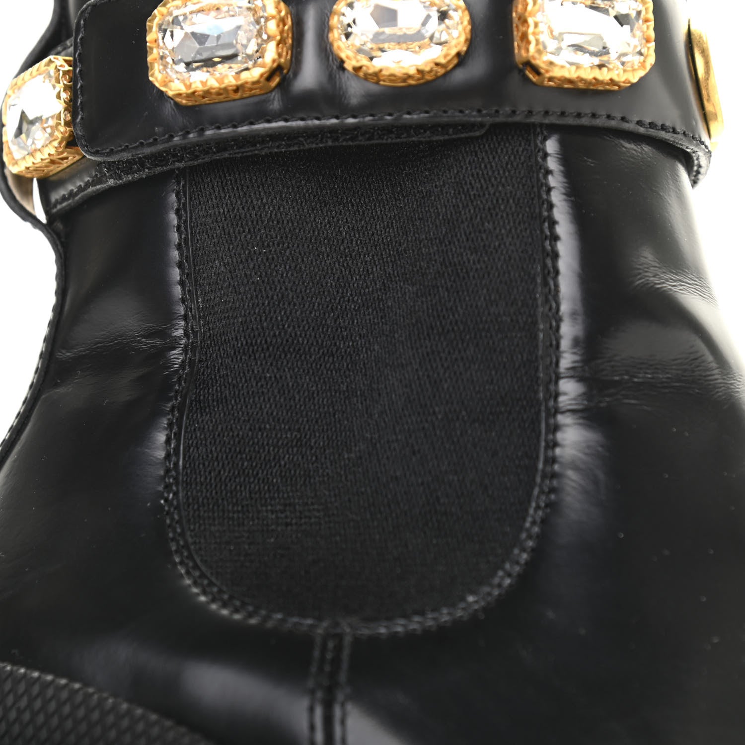Gucci Calfskin Crystal GG Trip Chelsea Ankle Boots 36.5 Black 13 of 14