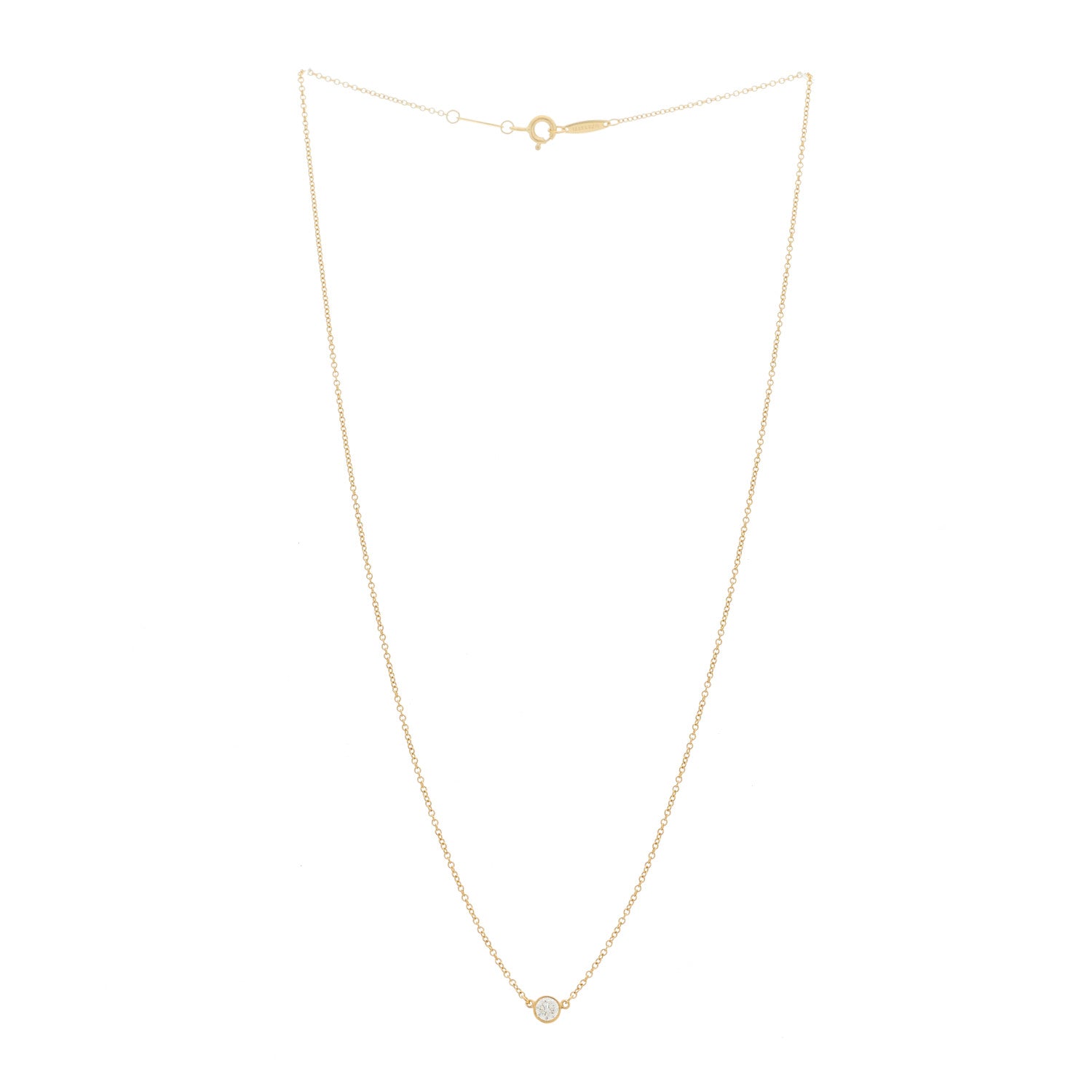 Tiffany 18K Yellow Gold Diamond .17ct Elsa Peretti Diamonds by the Yard Pendant Necklace 3 of 6
