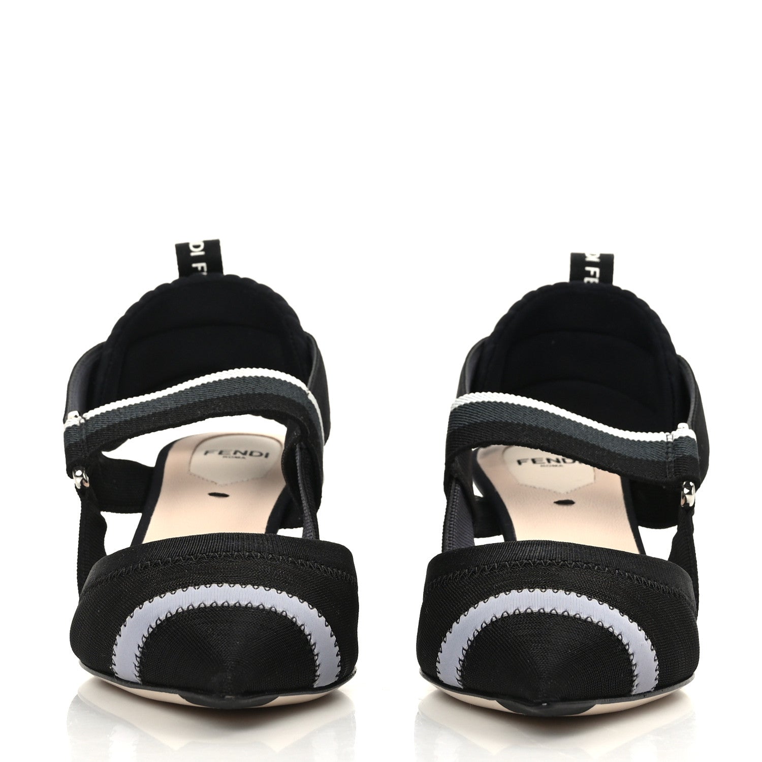 Fendi Technical Mesh Colibri 55mm Slingback Pumps 36 Black Asfalto 2 of 7