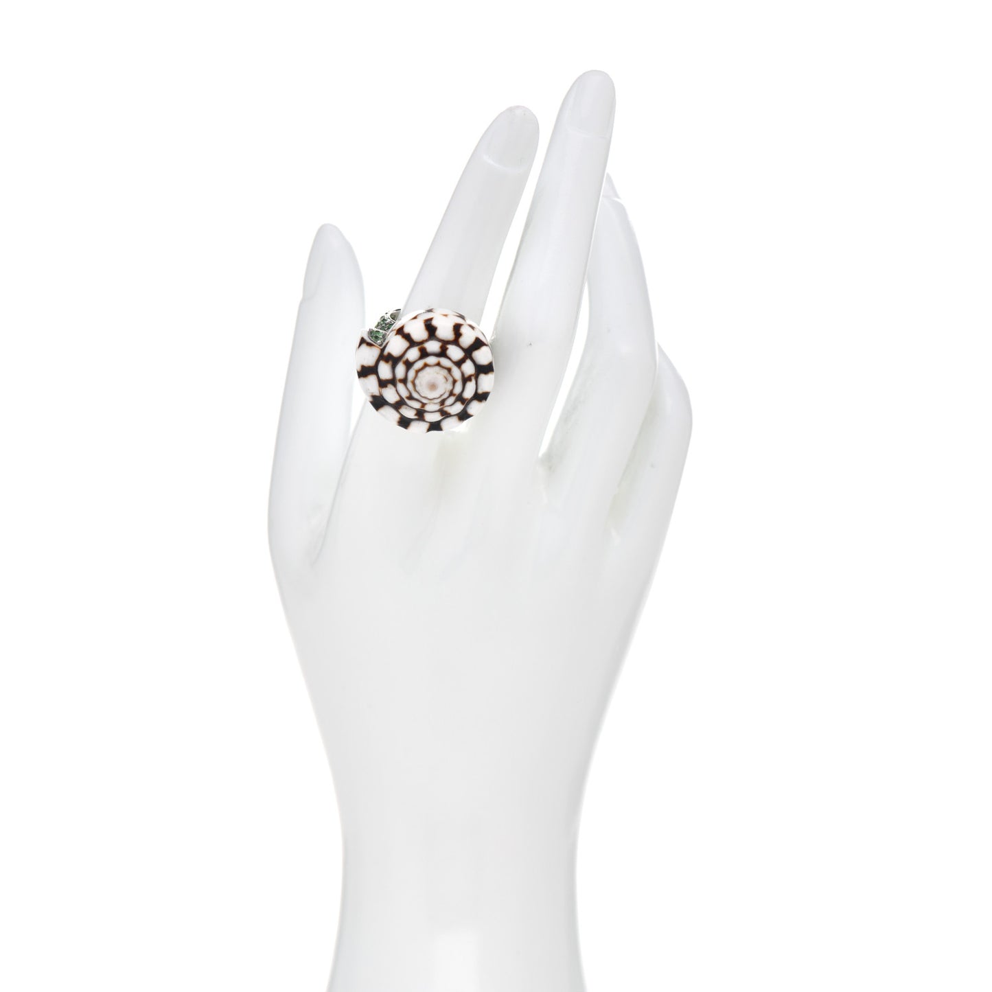 18K White Gold Diamond Sapphire Tsavorites Marble Cone Shell Cinta Ring 55 7.25