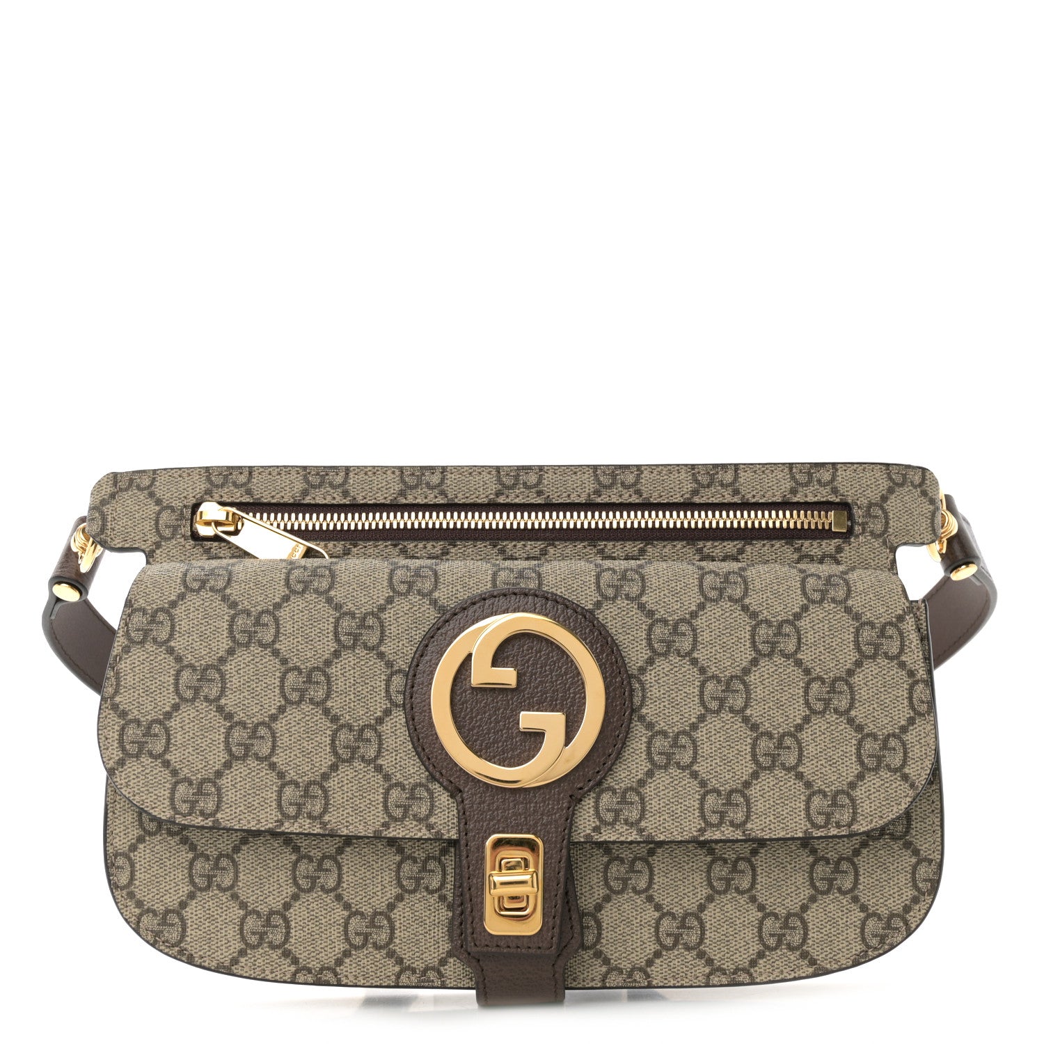 Gucci GG Supreme Monogram Textured Dollar Calfskin Blondie Belt Bag Beige Ebony New Acero 1 of 10