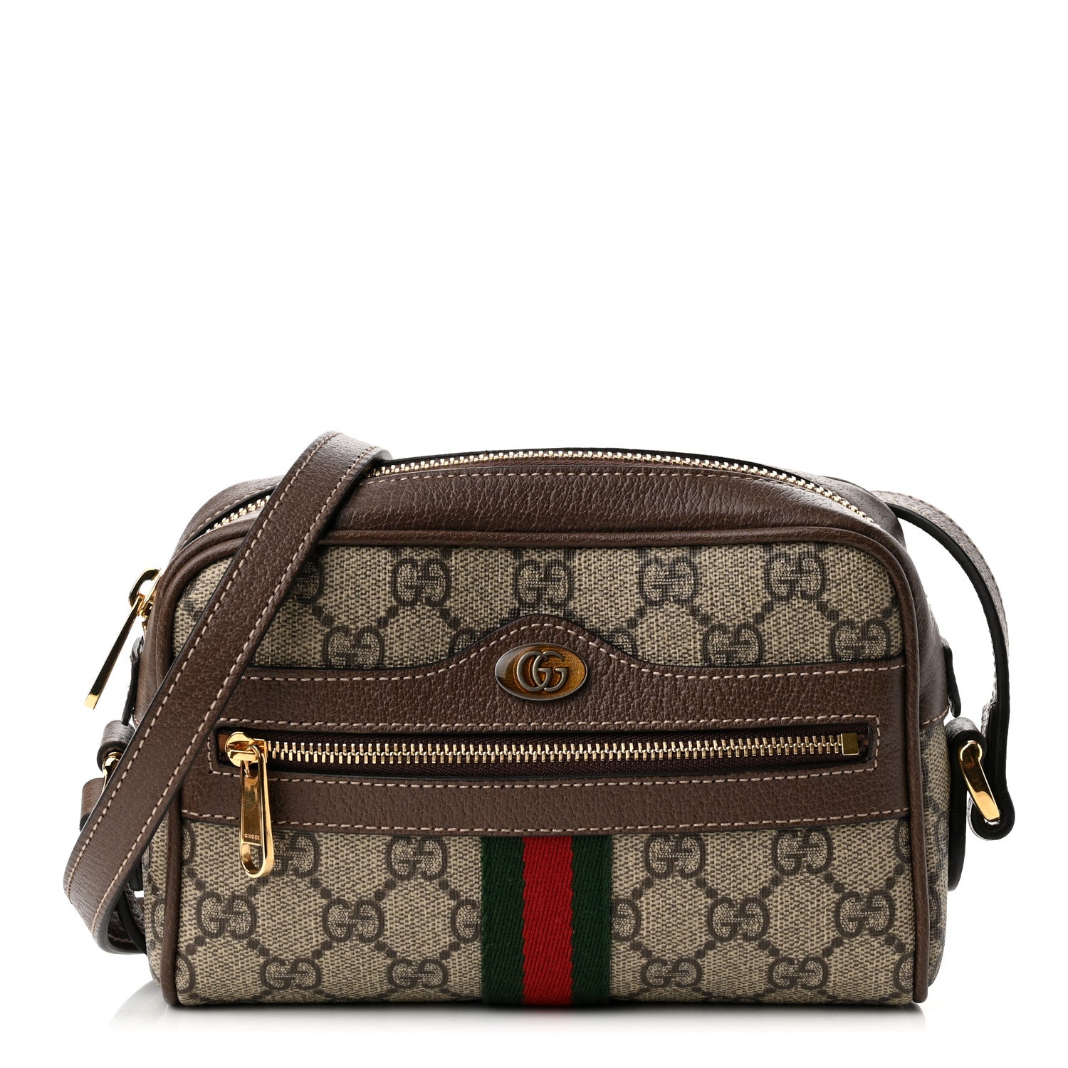 Gucci GG Supreme Monogram Web Mini Ophidia Shoulder Bag Brown 1 of 11