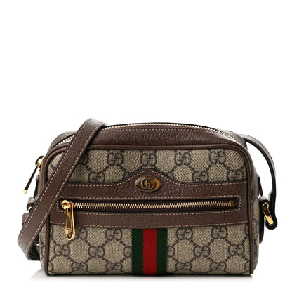 Gucci GG Supreme Monogram Web Mini Ophidia Shoulder Bag Brown 1 of 11