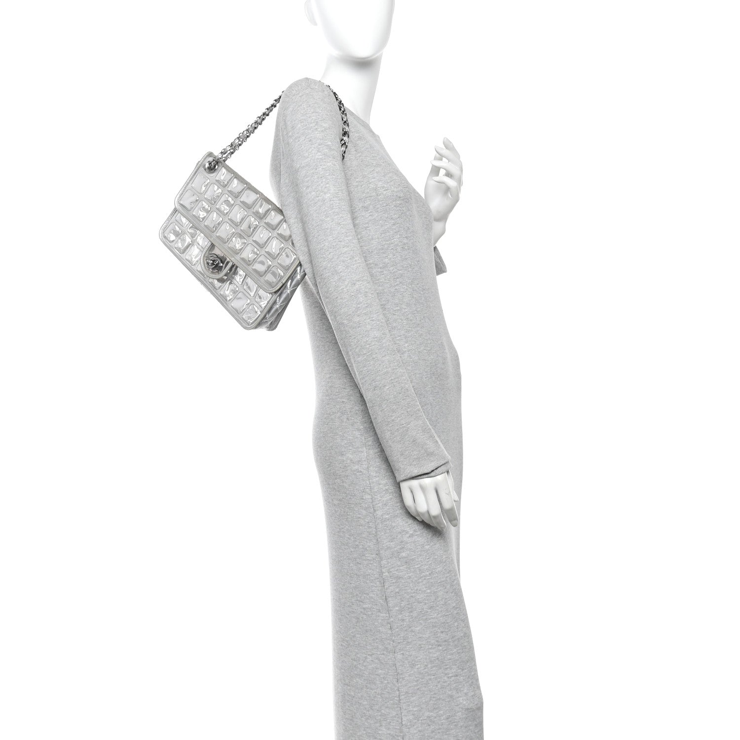 Chanel Vinyl Large Ice Cube Flap Silver 1935617 – FASHIONPHILE