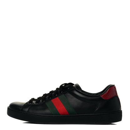 Gucci GG Calfskin Mens New Ace Low-Top Sneaker 8 Black 1 of 7