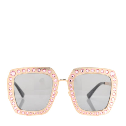 Gucci Metal Acetate Crystal Oversize GG0115S Sunglasses Rose Gold 2 of 8