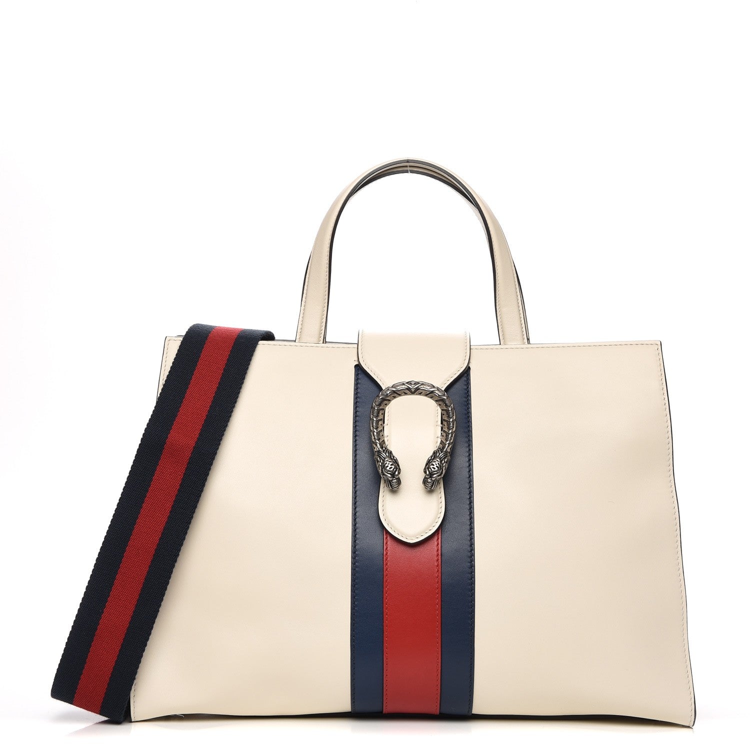 Gucci Calfskin Web Stripe Large Dionysus Tote Bag White 1 of 8