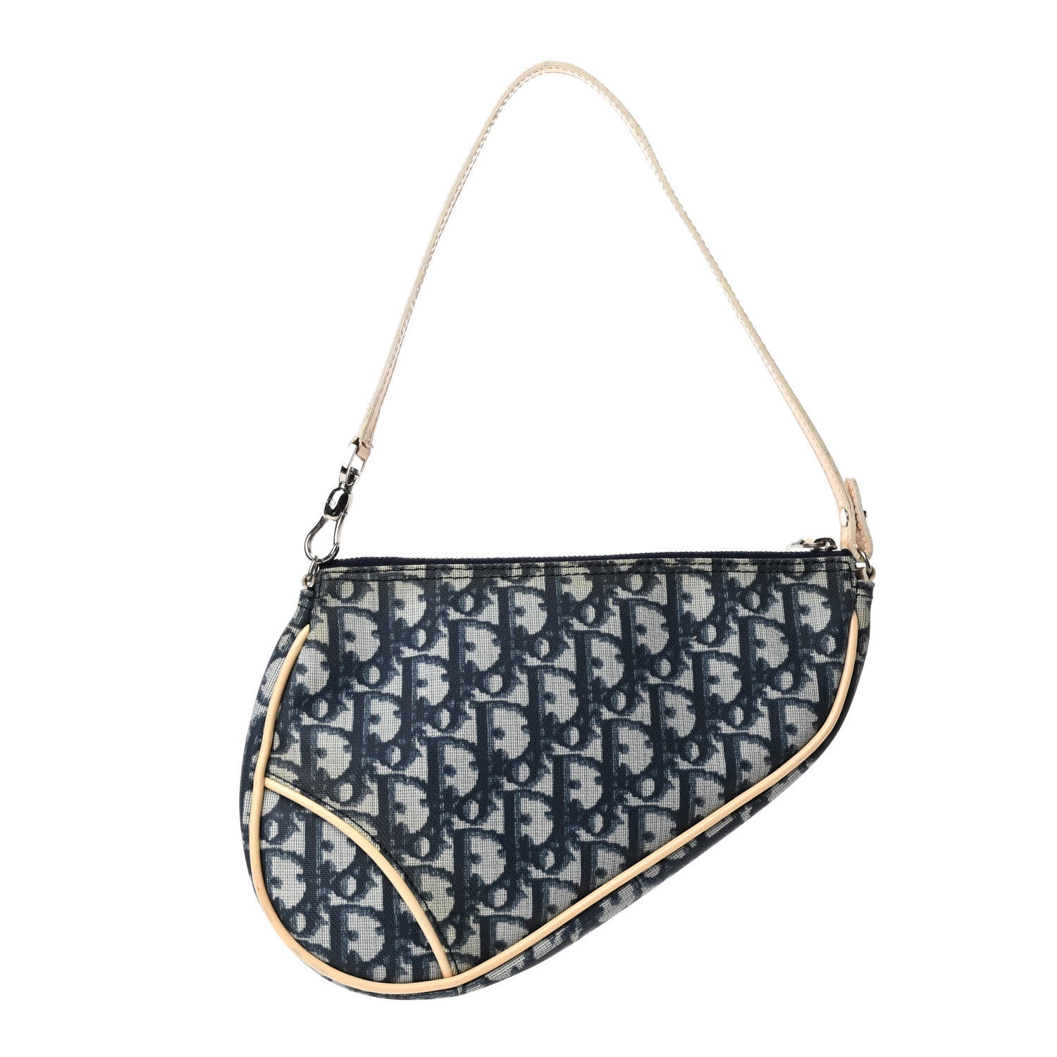 Christian Dior Monogram Mini Saddle Pochette White Blue 1 of 4
