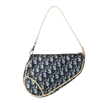 Christian Dior Monogram Mini Saddle Pochette White Blue 1 of 4