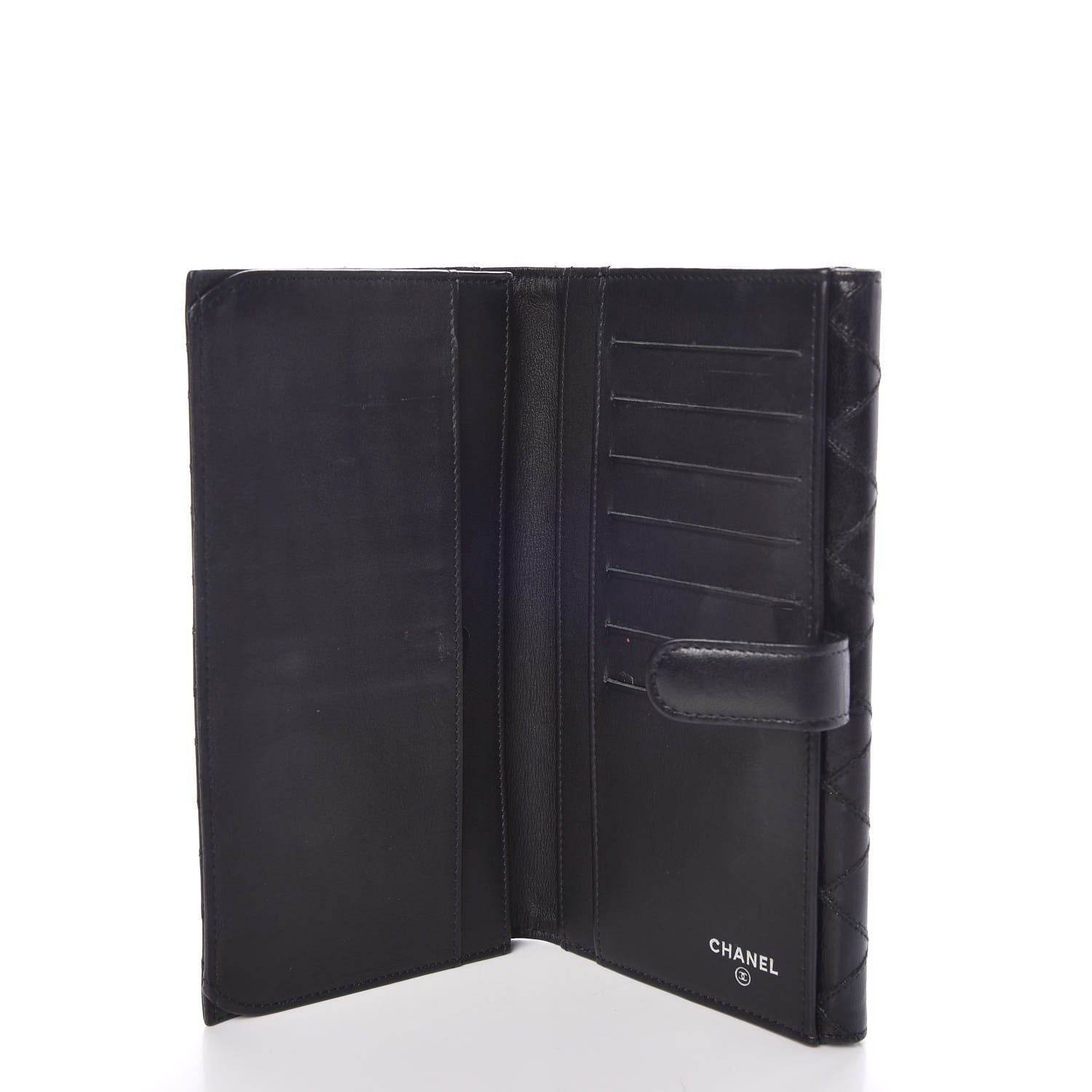 Chanel Lambskin Diamond Stitched Flap Wallet Black 5 of 8