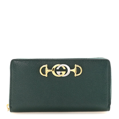 Gucci Grainy Calfskin Zumi Zip Around Wallet Vintage Green 1 of 6