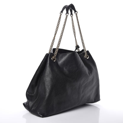 Gucci Pebbled Calfskin Large Soho Chain Shoulder Bag Black 3 of 7