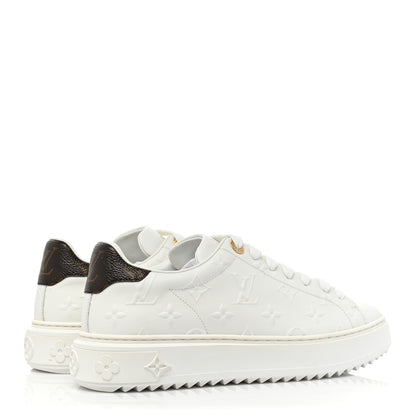Louis Vuitton Lambskin Embossed Monogram Time Out Sneakers 38 White 5 of 11
