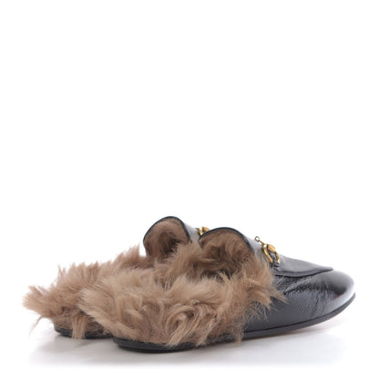 Gucci Patent Fur Womens Princetown Slippers 36.5 Black Natural 4 of 9