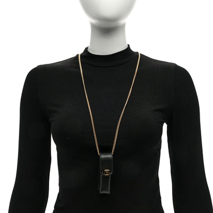 Gucci Textured Dollar Calfskin Enamel GG Lipstick Holder Necklace Black 2 of 6