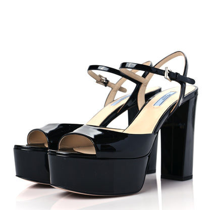 Prada Vernice Platform 40/115mm Sandals 38.5 Black 3 of 9