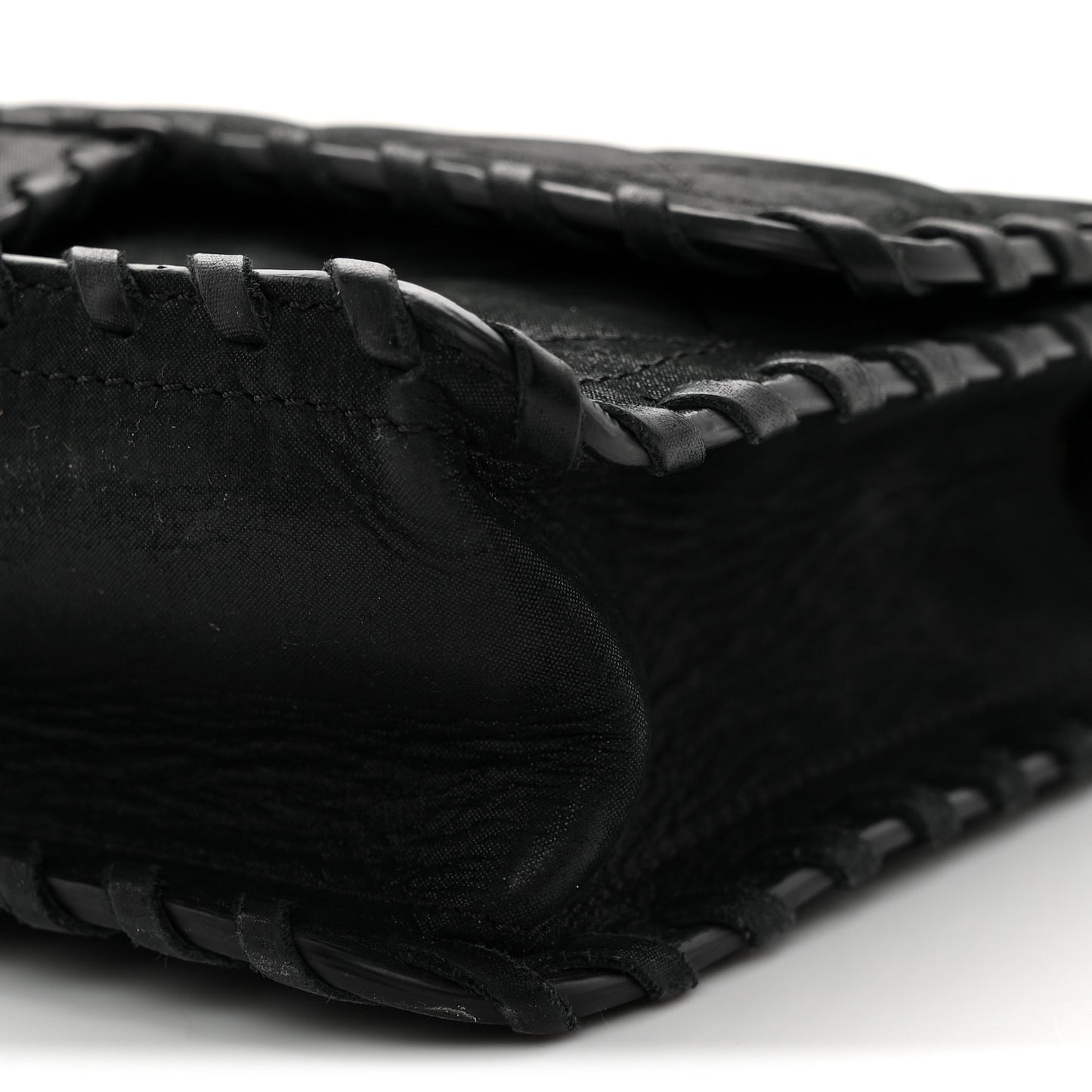 Iridescent Calfskin Small Happy Stitch Flap Black