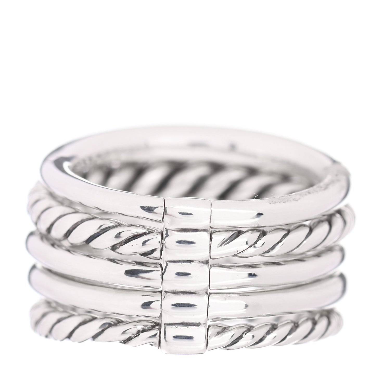 Sterling Silver Diamond 16mm Pure Form Stacked Ring 52 6