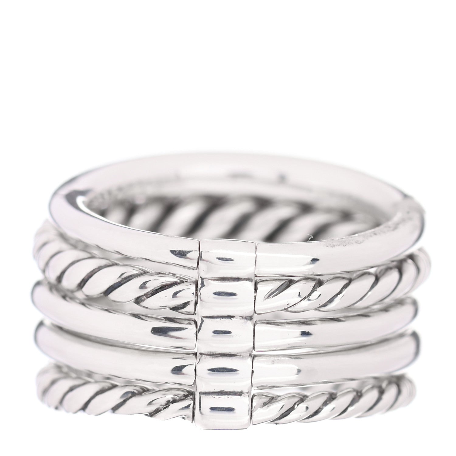 David Yurman Sterling Silver Diamond 16mm Pure Form Stacked Ring 52 6 3 of 4