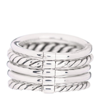 David Yurman Sterling Silver Diamond 16mm Pure Form Stacked Ring 52 6 3 of 4