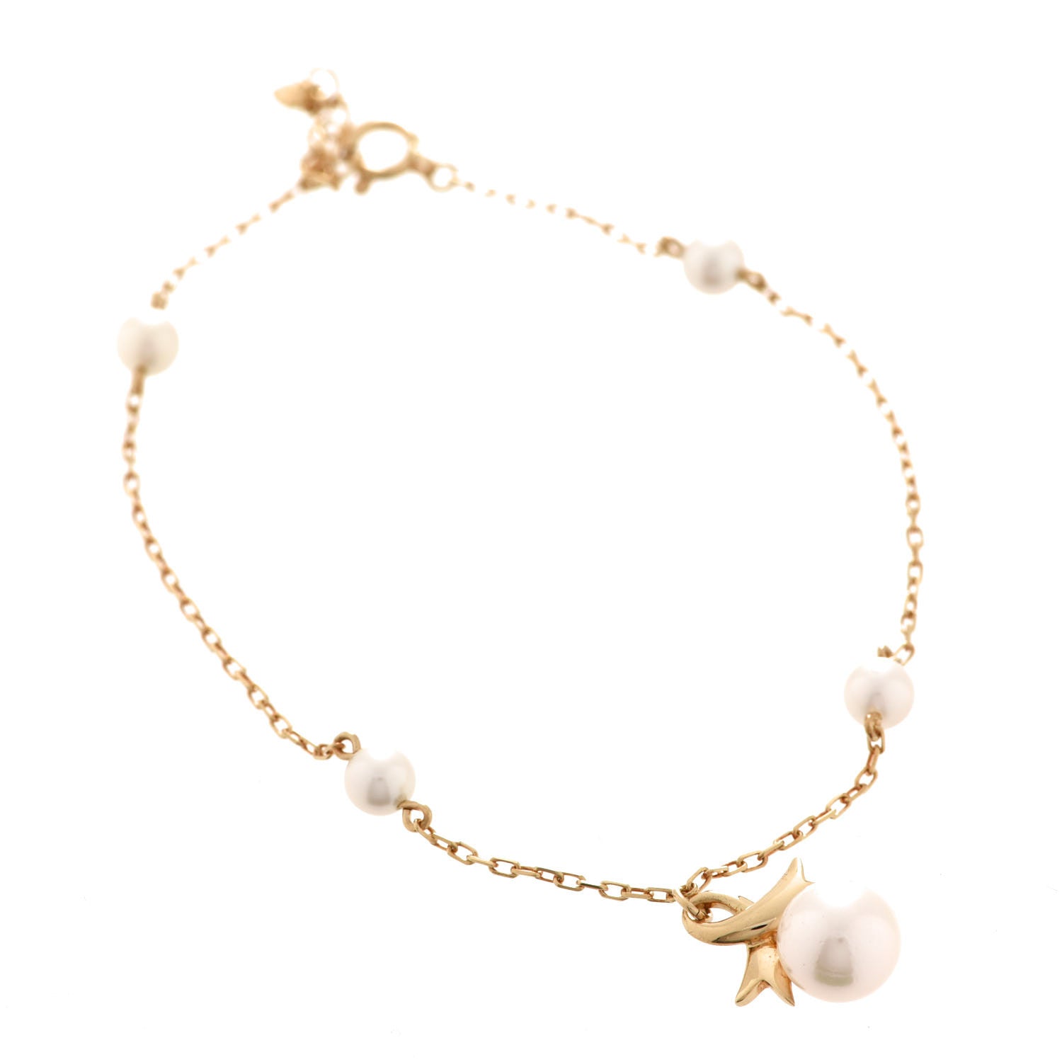 Mikimoto 18K Yellow Gold Akoya Pearl 3.5-4mm Station Bracelet 1 of 7