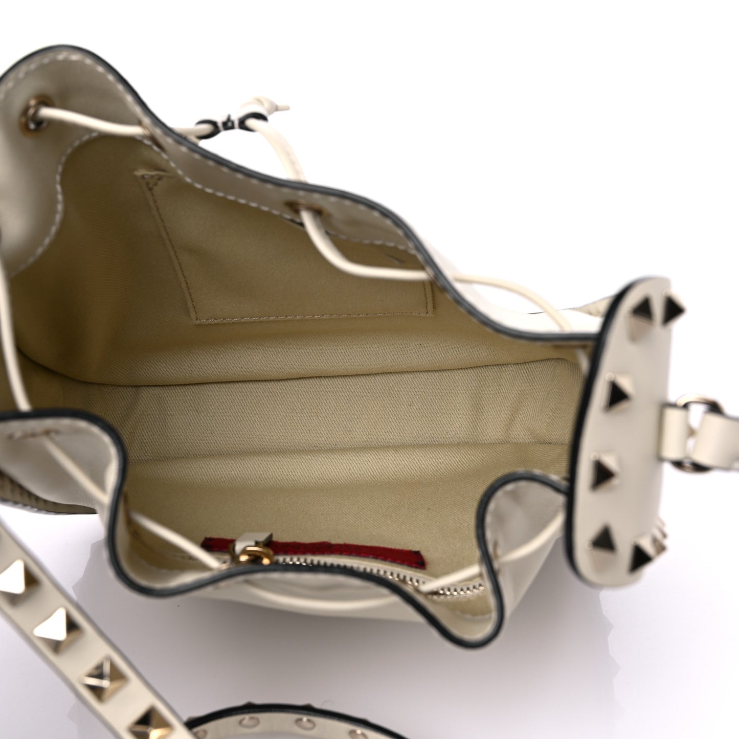 Calfskin Rockstud Bucket Bag Ivory