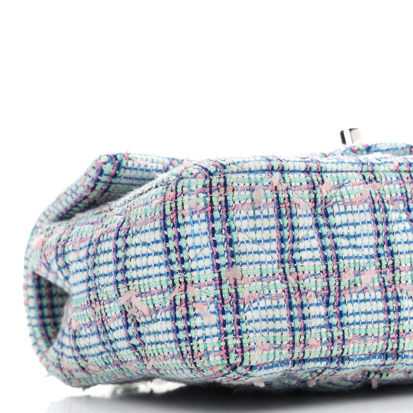 Tweed Quilted Mini Rectangular Flap Blue