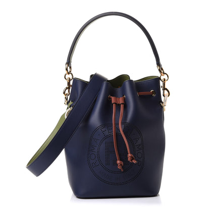 Fendi Vitello Grace F is Fendi Stamp Patch Perforated Small Mon Tresor Bucket Bag Blueberry 1 of 13