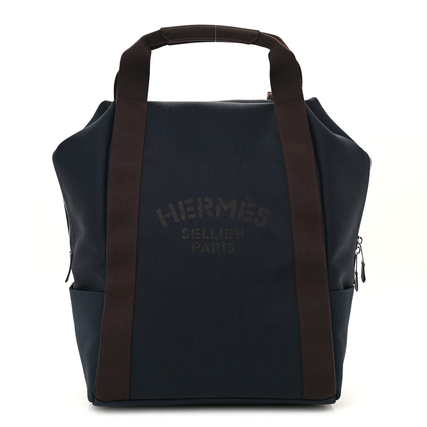 Hermes Toile Groom School Backpack Bleu Navy Feu 1 of 11