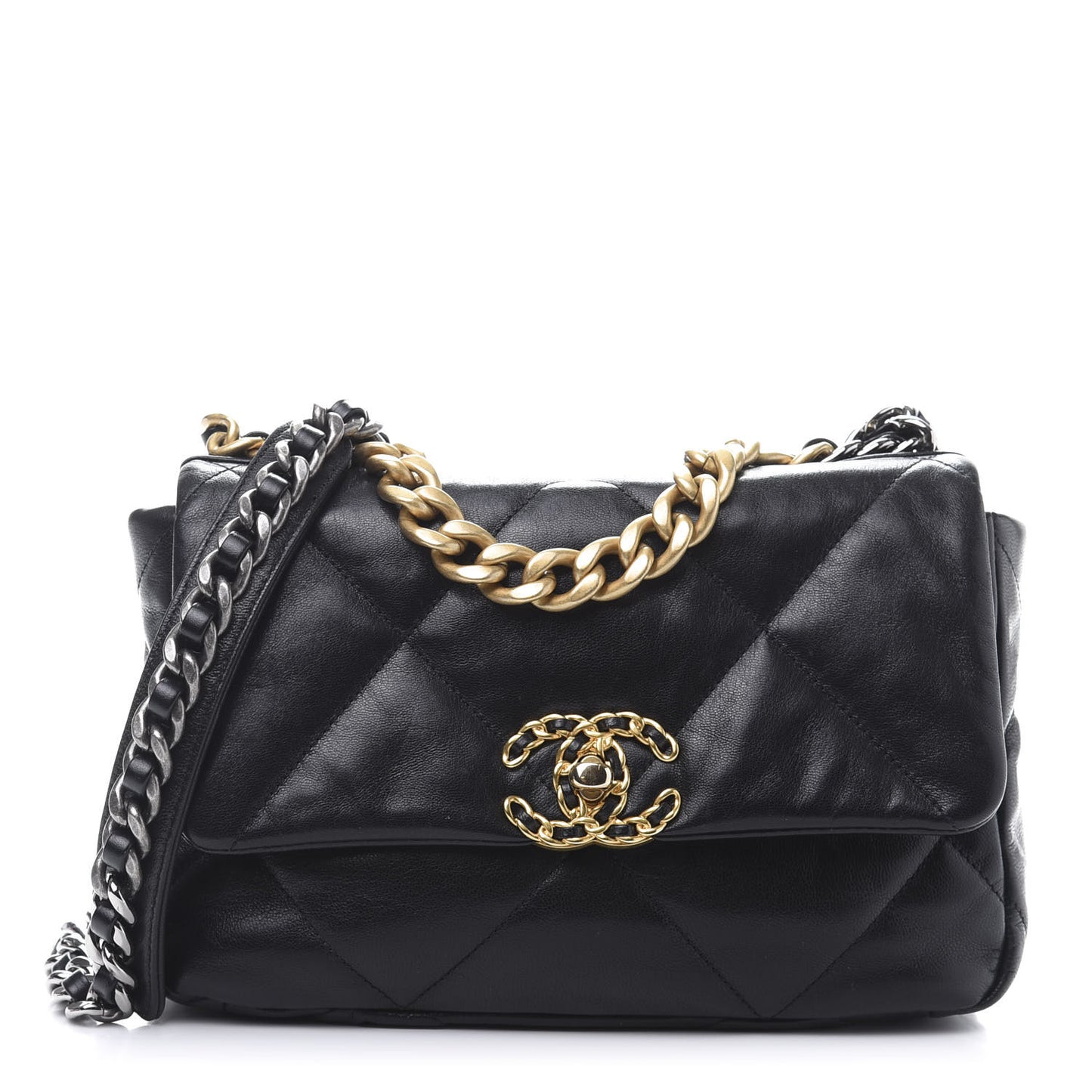 Goatskin Quilted Medium 19 Flap Black