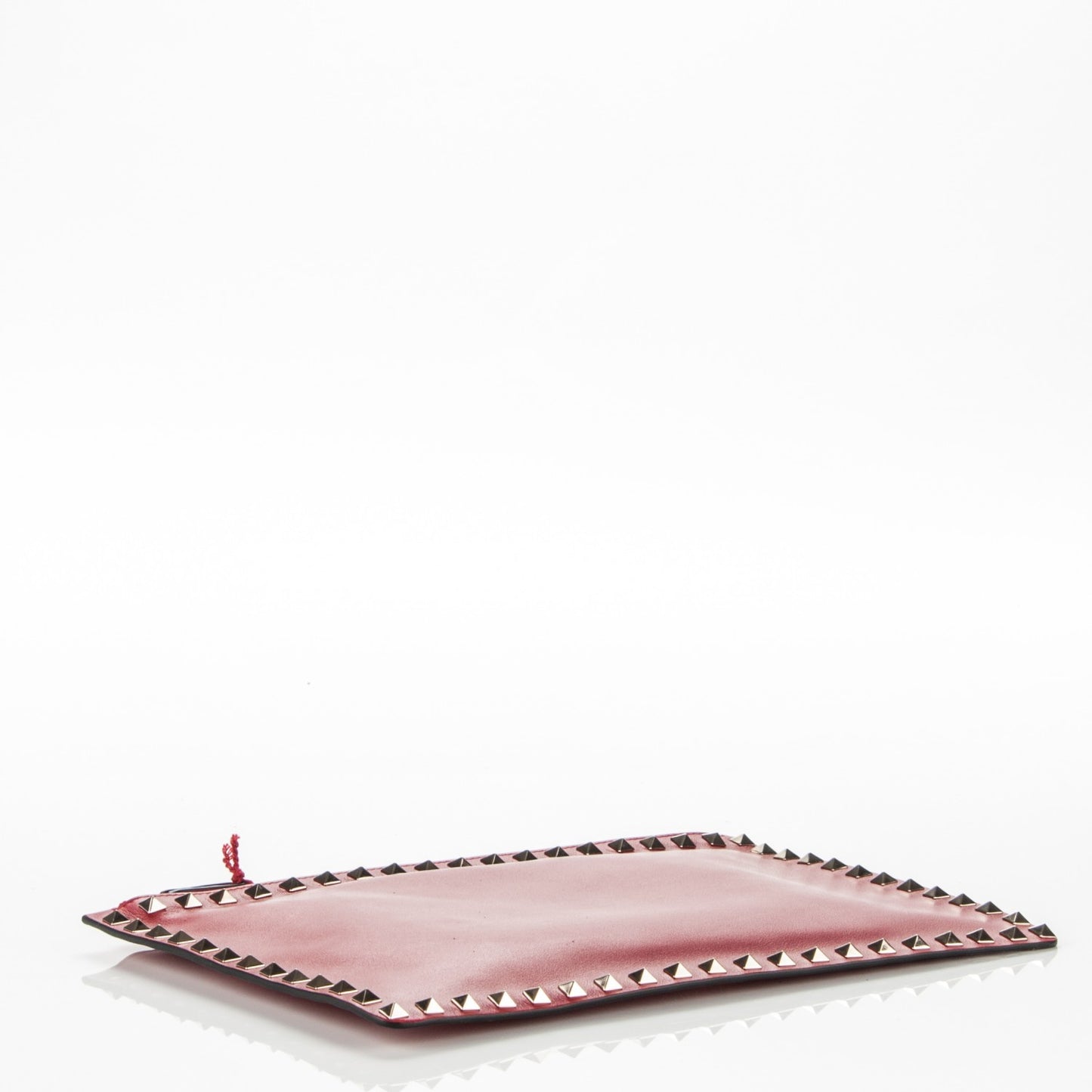 Vitello Large Rockstud Zip Pouch Red