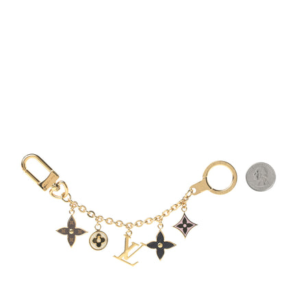 Louis Vuitton Brass Enamel Fleur De Monogram Bag Charm Chain Gold 2 of 6