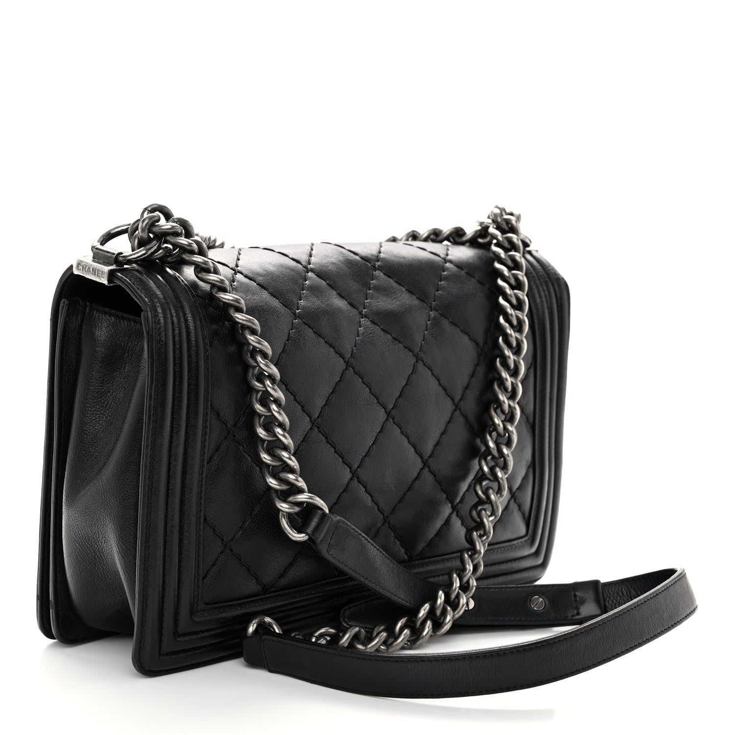 Chanel Calfskin Double Stitch Medium Boy Flap Black 3 of 9