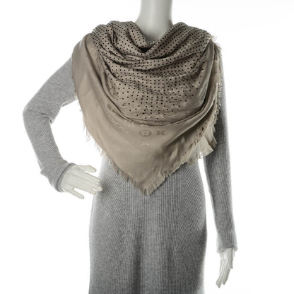 Louis Vuitton Silk Wool Monogram Shawl Beige 3 of 16