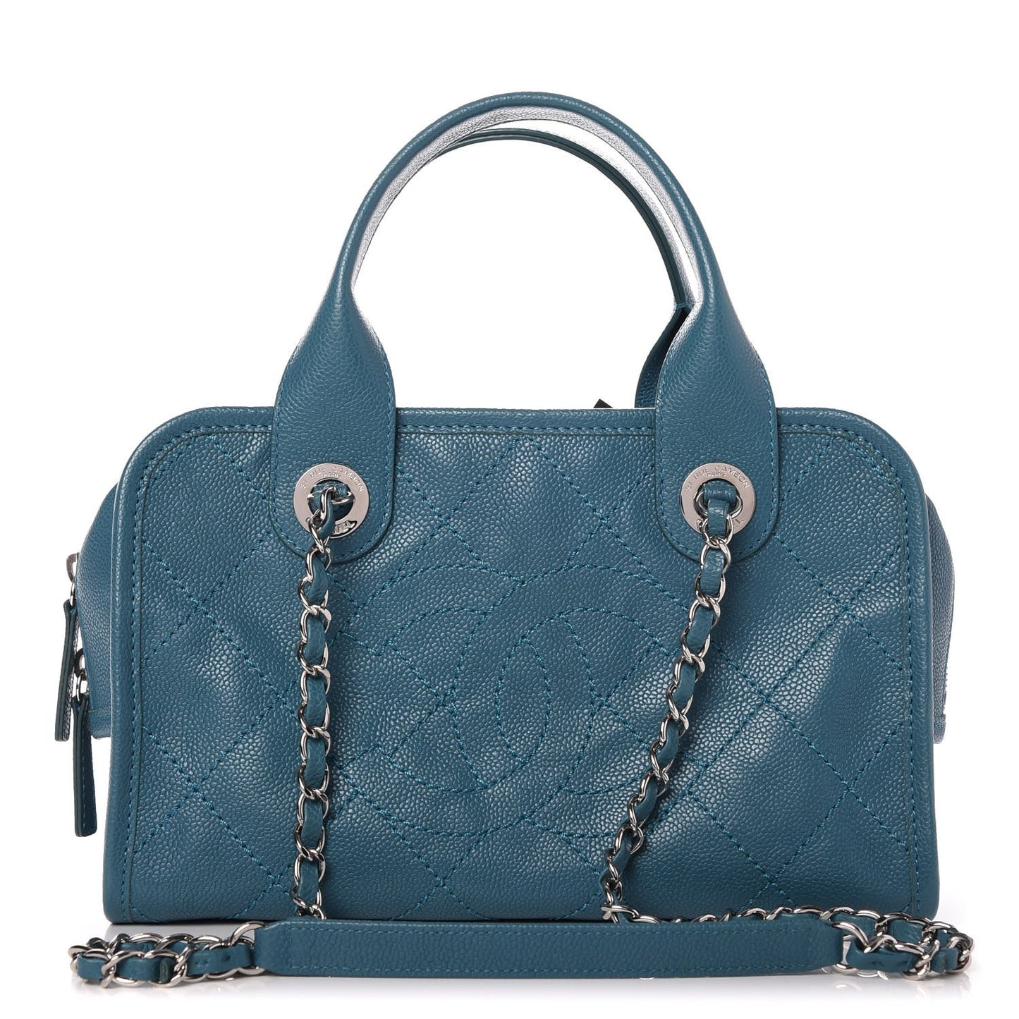 Caviar Quilted Small Deauville Bowling Bag Blue