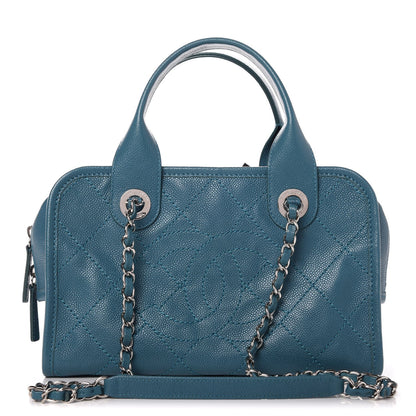 Chanel Caviar Quilted Small Deauville Bowling Bag Blue 1 of 8