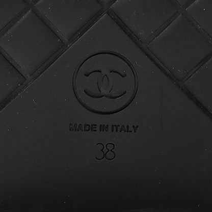 Chanel Shiny Calfskin Pearl Lace Up Combat Short Boots 38 Black 8 of 10