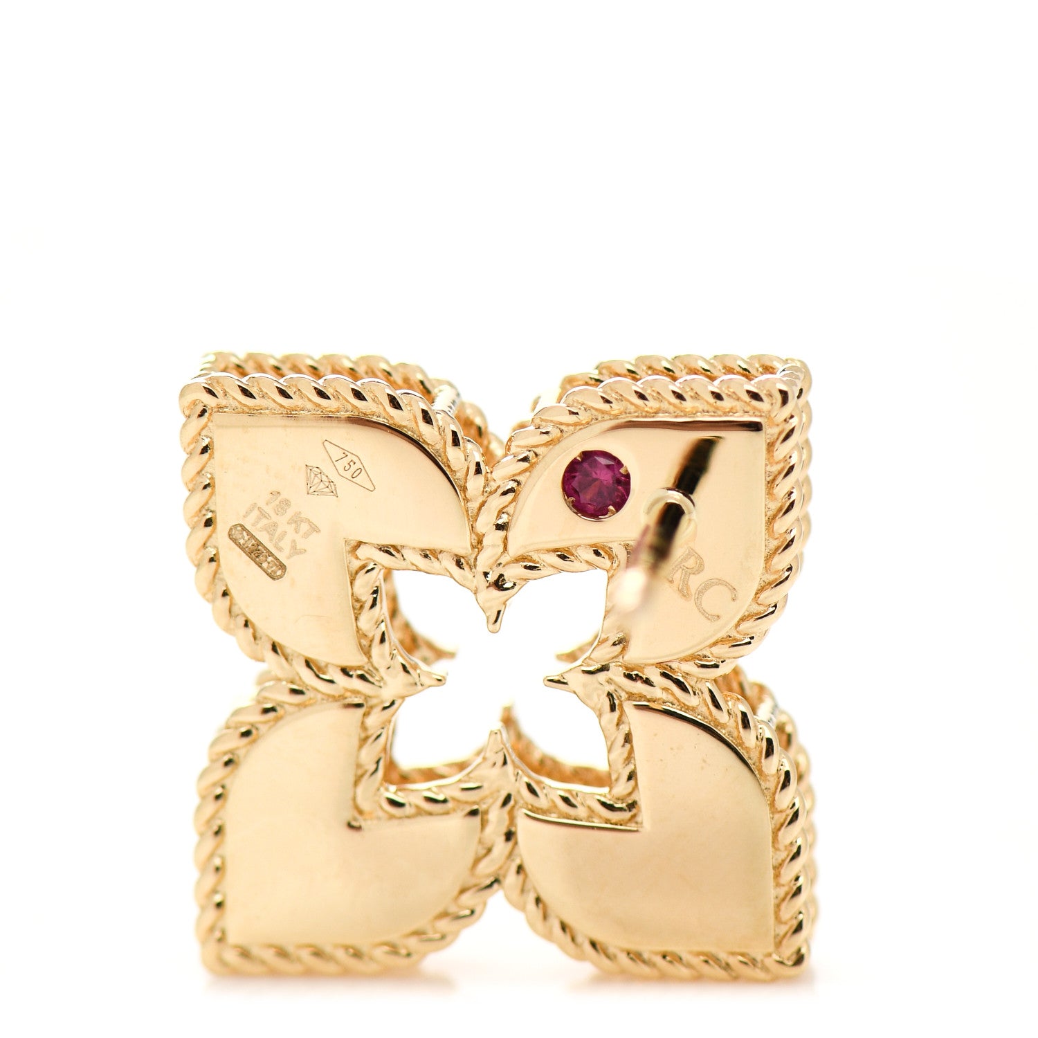 Roberto Coin 18K Yellow Gold Diamond Venetian Princess Open Flower Stud Earrings 4 of 4