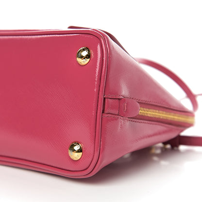 Prada Saffiano Vernice Small Promenade Tote Peonia 9 of 10