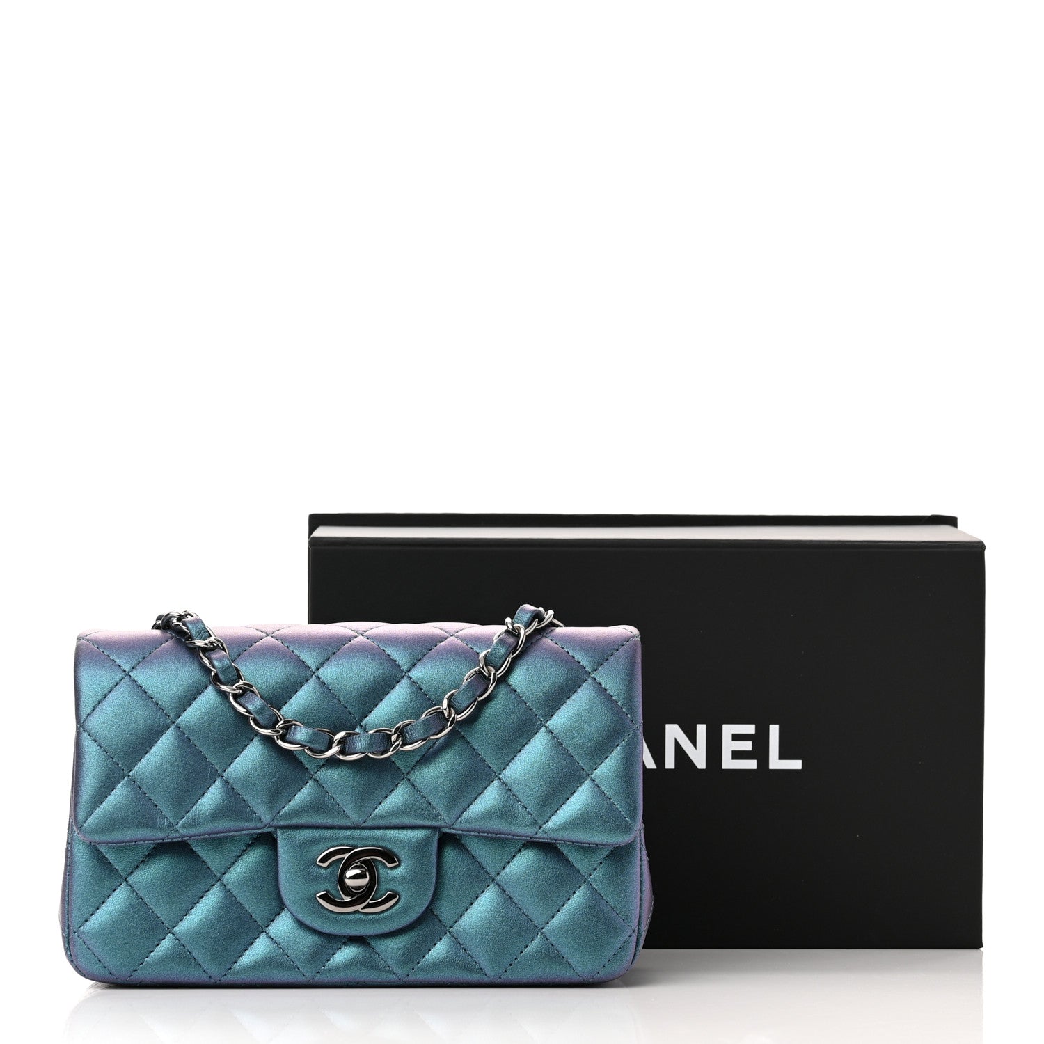 Chanel Iridescent Lambskin Quilted Mini Rectangular Flap Turquoise 11 of 11