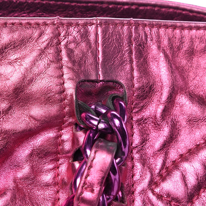 Chanel Metallic Cracked Calfskin Small Modern Chain Tote Fuchsia 12 of 16