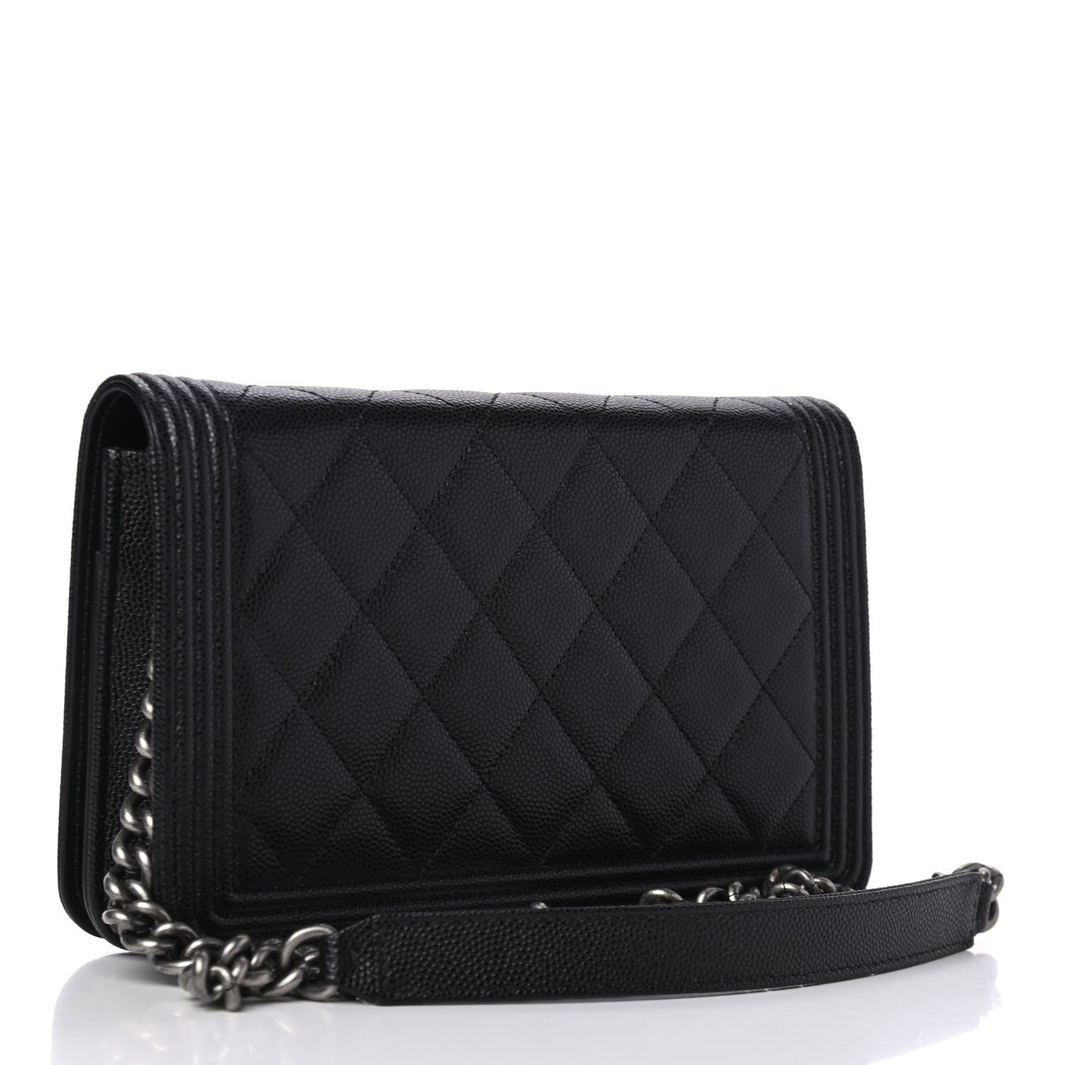 Chanel Caviar Quilted Boy Wallet On Chain WOC Black 2 of 4